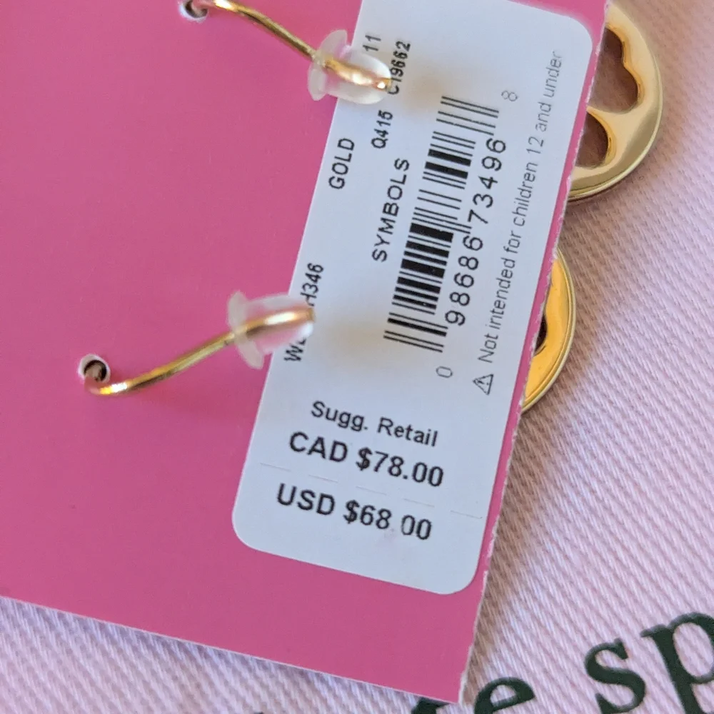 NWT Kate Spade Floral Symbols Earrings - gold/white cz